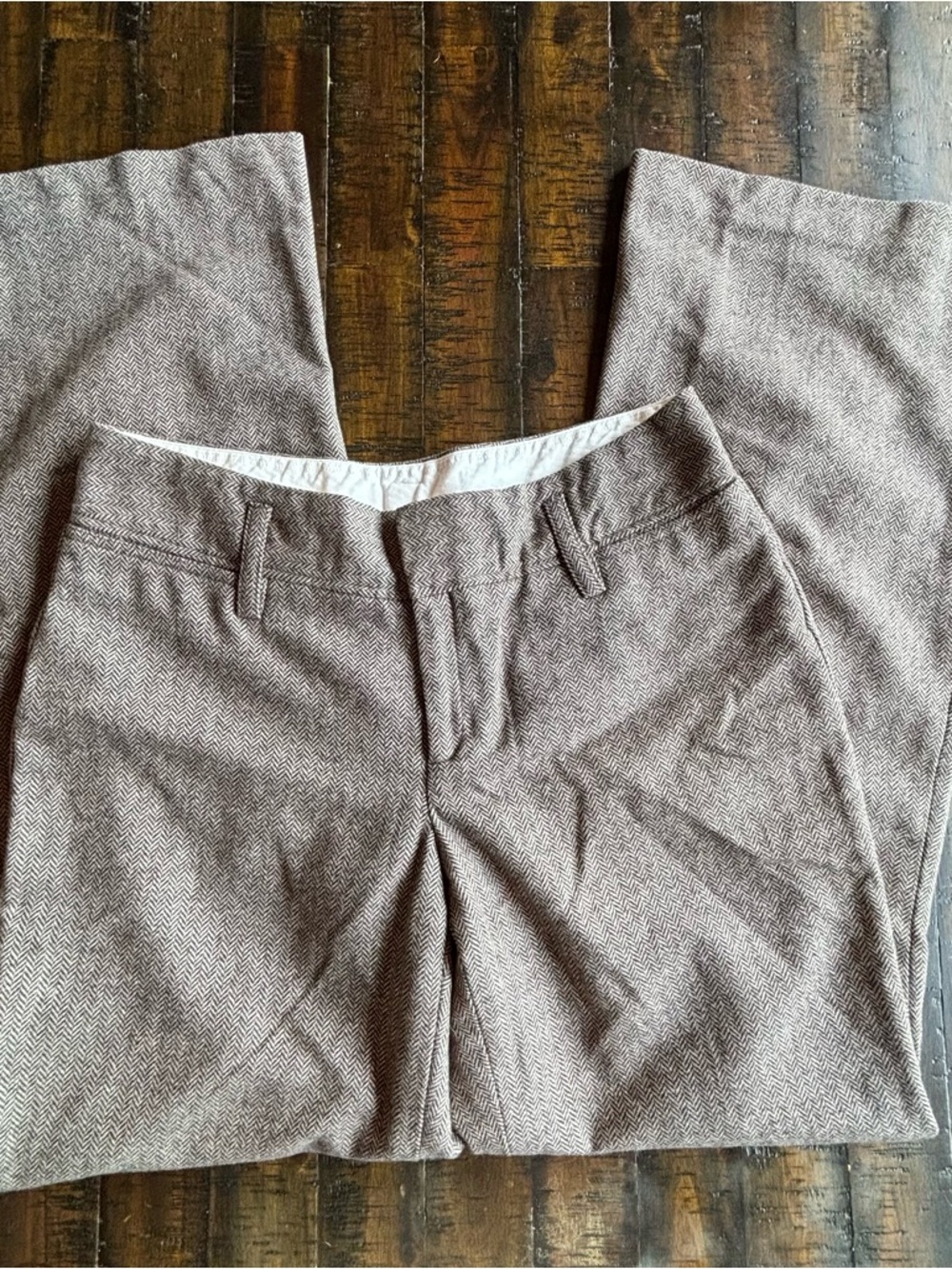 Banana Republic Straight Leg Pants - Light Brown Herringbone - Picture 2 of 4